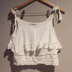 Mango white tie shirt